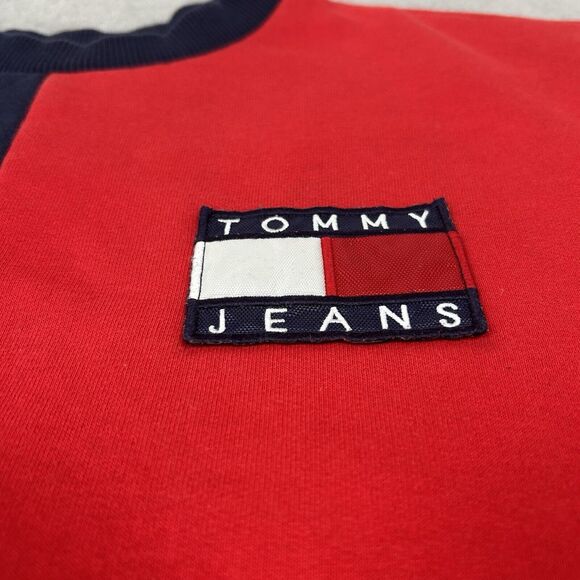 Vintage 90s Tommy Jeans Color Block Crew Neck Pullover Men's Size XS Extra Small - Picture 4 of 11